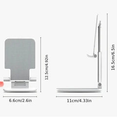 Measurement chart of a smartphone stand with dimensions labeled