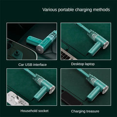 Illustration of a green electronic device with charging methods on a dark green background
