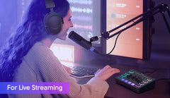 FIFINE AmpliGame SC3 Gaming Audio Mixer – 4-Channel RGB Interface with XLR Mic Input for Streaming, Podcast & Game Voice Control