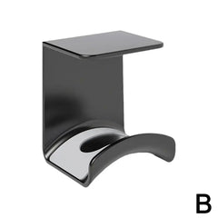 Black and silver wall-mounted hook on a white background
