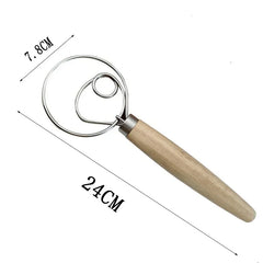 Stainless Steel Bread Dough Hand Mixer With Wooden Handle
