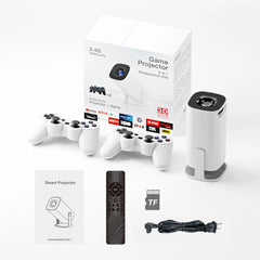 "P30MAX Android 11 Gaming Projector – 720P HD Portable Home Theater with Dual WiFi, 64GB TF Card, Wireless Game Controller"