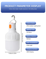 "2pcs Rechargeable LED Emergency Lights – Portable Indoor/Outdoor Flashing Lights for Barbecue, Tent, Camping with Battery"