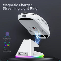 "Attack Shark X6 PAW3395 Gaming Mouse – Tri-Mode Bluetooth/2.4G/Wired, RGB, Macro Support, Magnetic Charging Base"