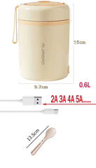 Portable 600ML USB Food Heater – Stainless Steel Electric Lunch Container for Travel, Work, Picnic