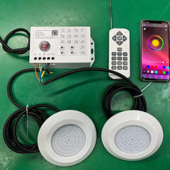 "12W DC12V RGB LED Pool Light – Bluetooth App-Controlled Underwater Spotlight for Fountain, Landscape, and Piscina Lighting