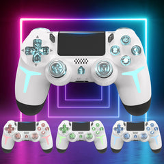 "GAMINJA RGB Wireless Game Controller – LED Bluetooth Gamepad with 6-Axis Gyroscope & Dual Vibration for PS4, PS3, PC & Console"