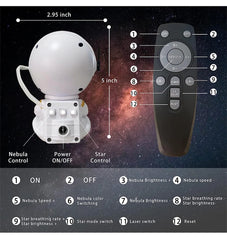 White nebula controller and black remote control with labeled buttons against a starry night sky background.