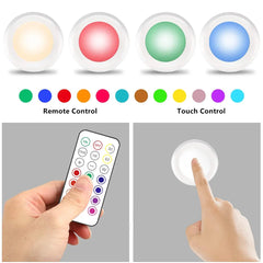 "LED Under Cabinet Light with Remote Control – Wireless RGB Color-Changing Night Light for Kitchen, Bedroom, Closet, and Counter"