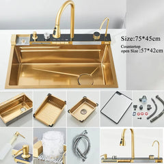 304 Stainless Steel Waterfall Kitchen Sink Set