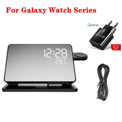 3-in-1 Wireless Charger for Samsung Galaxy Watch 6/5 Pro – Fast Charging Stand for Galaxy S24, S23, S22 with Alarm Clock