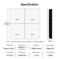 Tuya ZigBee Wireless Smart Scene Switch 4Gang