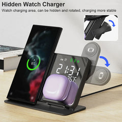 3-in-1 Wireless Charger for Samsung Galaxy Watch 6/5 Pro – Fast Charging Stand for Galaxy S24, S23, S22 with Alarm Clock
