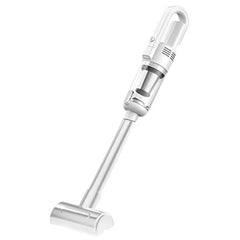 Silver handheld vacuum cleaner on a white background