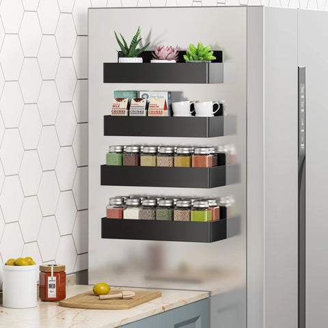 4-Pack Magnetic Fridge Shelf – Space-Saving Spice Storage Racks for Kitchen, No Drilling Required