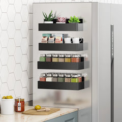 4-Pack Magnetic Fridge Shelf – Space-Saving Spice Storage Racks for Kitchen, No Drilling Required