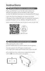 Instructions for installing an app on a mobile phone and loading it into glasses.