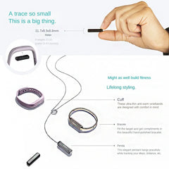 Product display with wristbands and text on a white background