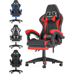"Gaming Chair with Footrest – Ergonomic Design, Adjustable Height, Lumbar and Head Support, Reclining Backrest"