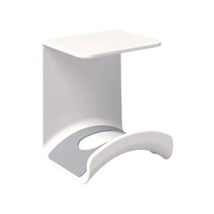 Modern white side table on a white background