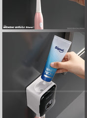 MENGNI Automatic Toothpaste Dispenser – Wall-Mounted Toothbrush Holder