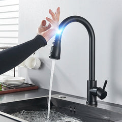 Pull-Out Sensor Black Kitchen Faucet Touch Control