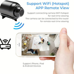 Wireless camera with smartphone app for remote viewing on a white background