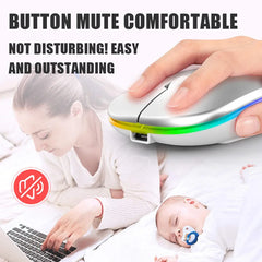 "Bluetooth & 2.4G Wireless Mouse – Rechargeable, Luminous Portable Mouse for Tablet, Phone, Computer & Laptop"