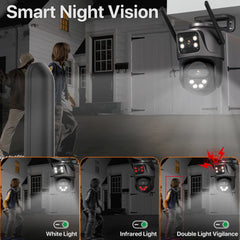 4K Dual Lens PTZ Wi-Fi Outdoor Camera with AI Detection