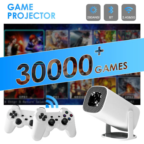 "P30MAX Android 11 Gaming Projector – 720P HD Portable Home Theater with Dual WiFi, 64GB TF Card, Wireless Game Controller"