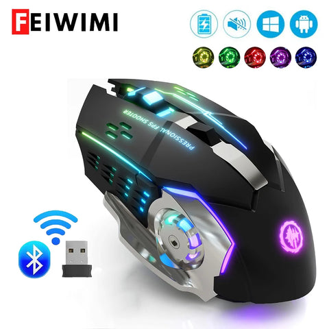 RGB Backlit Wireless Mouse – Bluetooth & 2.4GHz USB Rechargeable Silent Optical Mouse for Laptop, PC, MacBook & Tablet