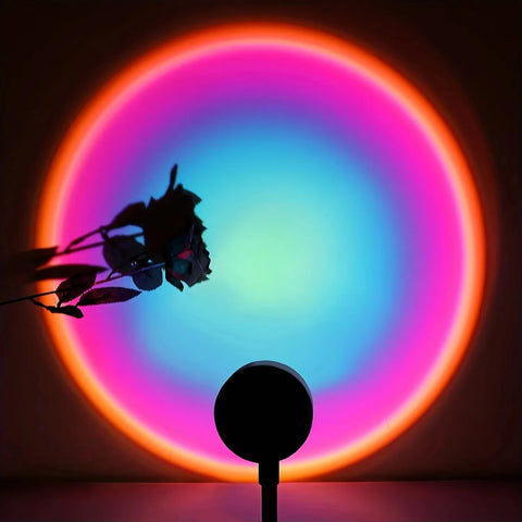 LED Sunset Lamp with USB – Rainbow Neon Night Light Projector for Room, Phone Selfies & Bedroom Decor