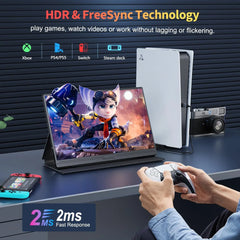 "HOESD.a 15.6'' Portable Gaming Monitor – 1080P, 300cd/m² Extended Display for Laptop, Phone, Switch, Xbox, PS4/PS5, PC, Mini PC"
