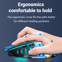 RGB Backlit Wireless Mouse – Bluetooth & 2.4GHz USB Rechargeable Silent Optical Mouse for Laptop, PC, MacBook & Tablet