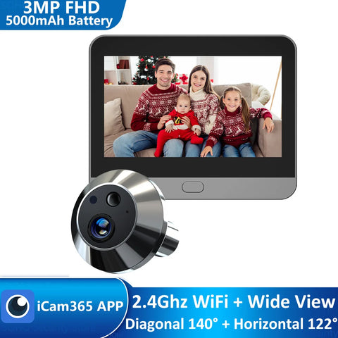 Smart 3MP Mini Peephole Door Camera with Wi-Fi & Motion Detection