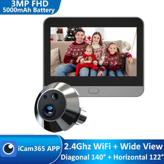 Smart 3MP Mini Peephole Door Camera with Wi-Fi & Motion Detection