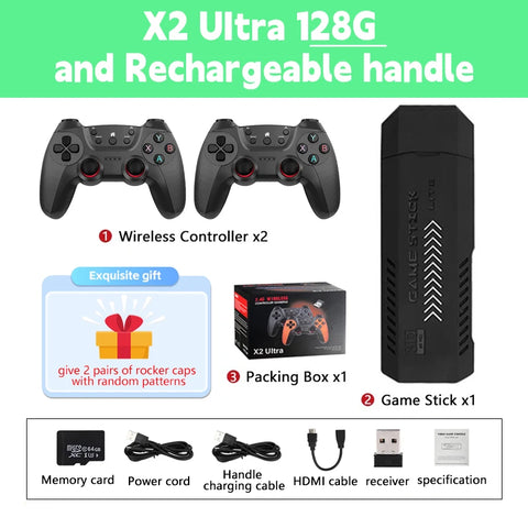 X2 Ultra Video Game Stick Console with 2.4G Wireless Controllers