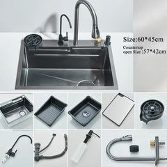 304 Stainless Steel Waterfall Kitchen Sink Set