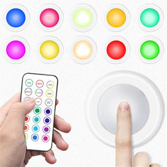 "LED Under Cabinet Light with Remote Control – Wireless RGB Color-Changing Night Light for Kitchen, Bedroom, Closet, and Counter"