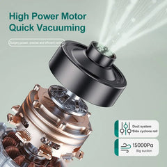 High power motor with vacuuming action on a light gray background