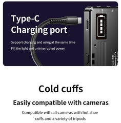 Power bank with Type-C charging port and text highlighting features