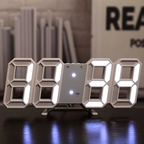 Voice-Activated 3D Luminous Digital Clock – Simple Fashion Silent Alarm Desktop Clock