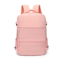 Pink backpack on a white background