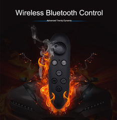Black remote control with flames and smoke on a dark background, featuring 'Wireless Bluetooth Control' text.