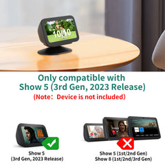 "SPORTLINK Adjustable Magnetic Stand for Echo Show 5 (3rd Gen, 2023) – Tilt Table Holder with Anti-Slip Base, Black"