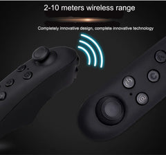Black gaming controller with wireless range indicator on a dark background