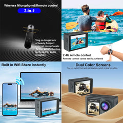5K Action Camera with 4K60FPS & Wireless Mic