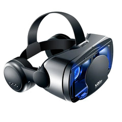 VR headset with blue interior on a white background