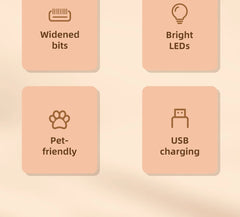 Four square icons with symbols and text on a beige background