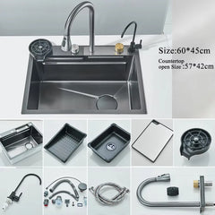 304 Stainless Steel Waterfall Kitchen Sink Set